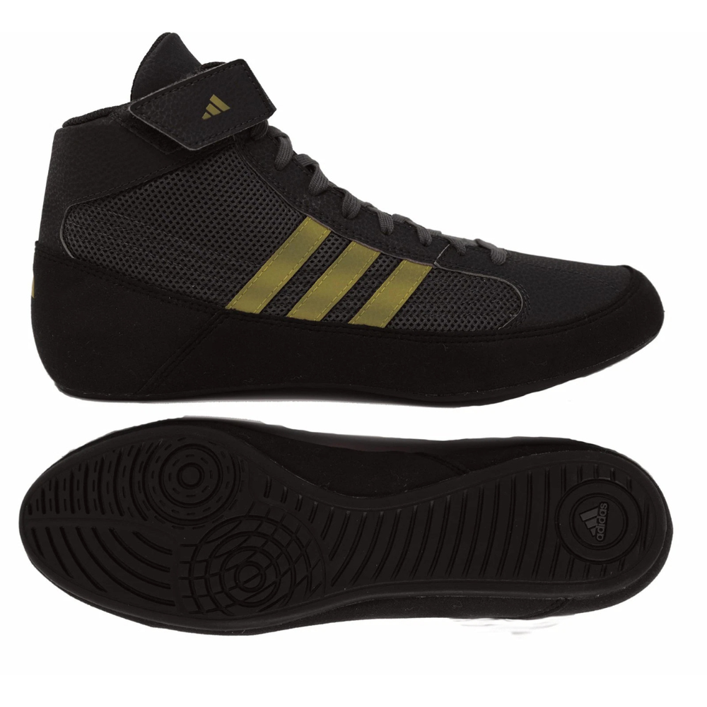 Adidas Hvc Youth Wrestling Shoes - Black Charcoal Metallic Gold