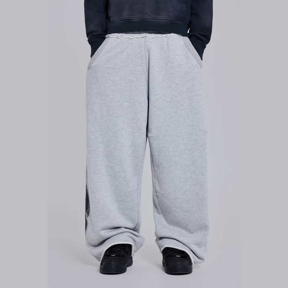 Jaded London Grey Marl Gothic Print Baggy Monster Joggers