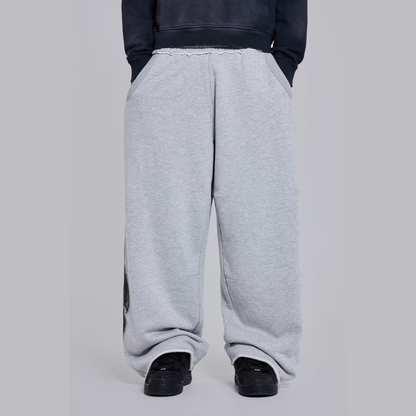 Jaded London Grey Marl Gothic Print Baggy Monster Joggers