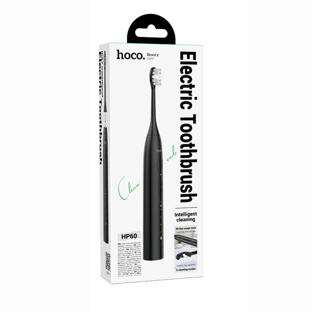 hoco. HP60 Wave Electric Toothbrush with 3 Replacement Brush Heads - Black