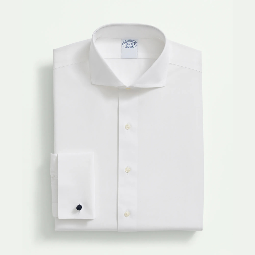 Brooks Brothers Men's Stretch Supima Cotton Broadcloth Londoner Collar Dress Shirt - White