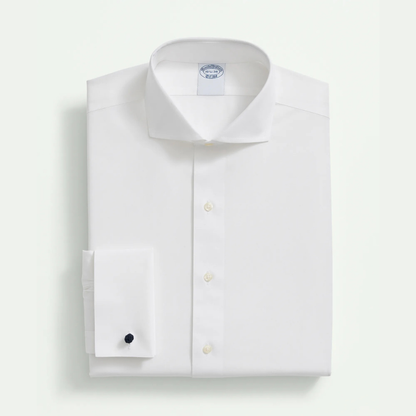 Brooks Brothers Men's Stretch Supima Cotton Broadcloth Londoner Collar Dress Shirt - White