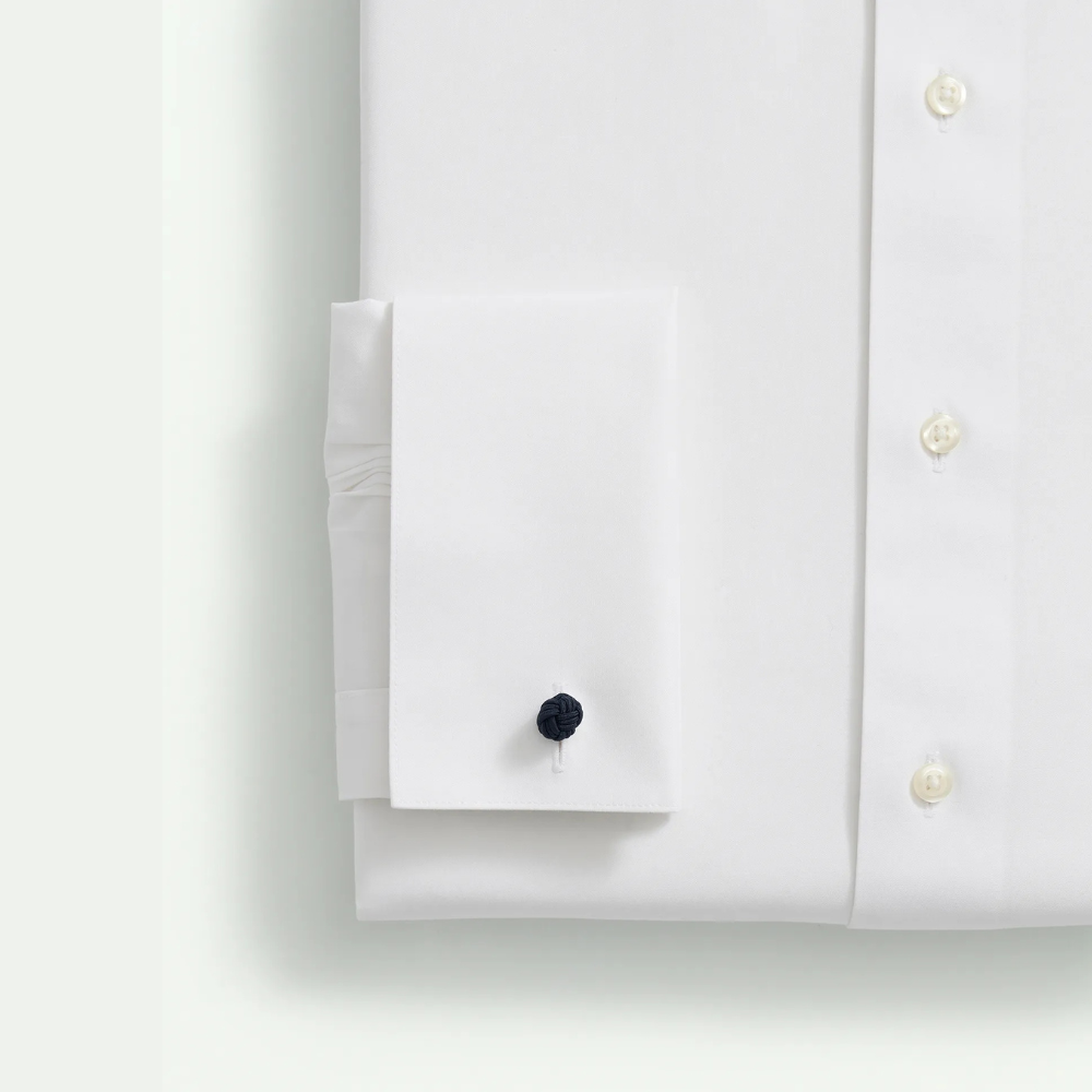 Brooks Brothers Men's Stretch Supima Cotton Broadcloth Londoner Collar Dress Shirt - White