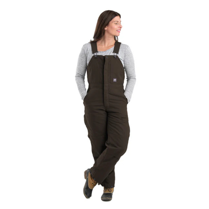 Berne Women's Softstone Duck Insulated Bib Overall - Dark Brown