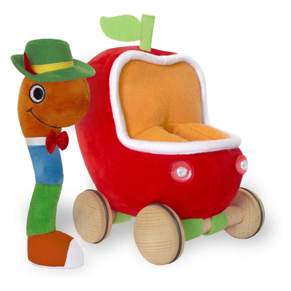 YOTTOY Richard Scarry Collection Lowly Worm Soft Toy with Busytown Applecar