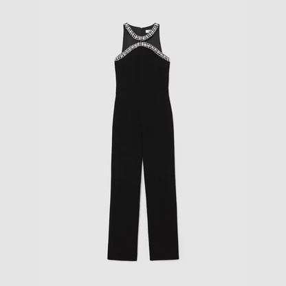 Reiss Simone Crystal-Embellished Cut-Out Jumpsuit in Black