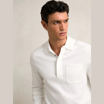 Reiss Clinton Cotton Concealed-Placket Polo Shirt in White