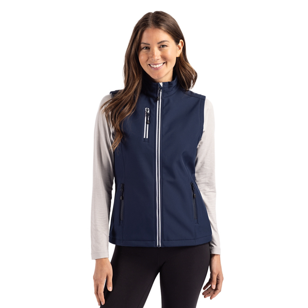Cutter & Buck Clique Telemark Recycled Stretch Softshell Womens Full Zip Vest - Dark Navy