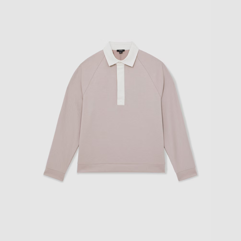 Reiss Thurloe Colour Block Rugby Shirt in Oatmeal/White