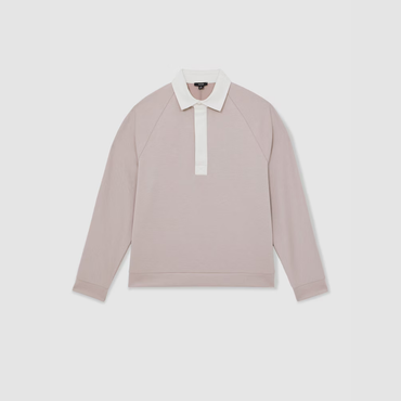 Reiss Thurloe Colour Block Rugby Shirt in Oatmeal/White