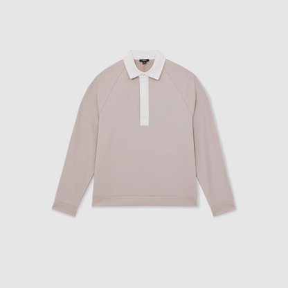 Reiss Thurloe Colour Block Rugby Shirt in Oatmeal/White