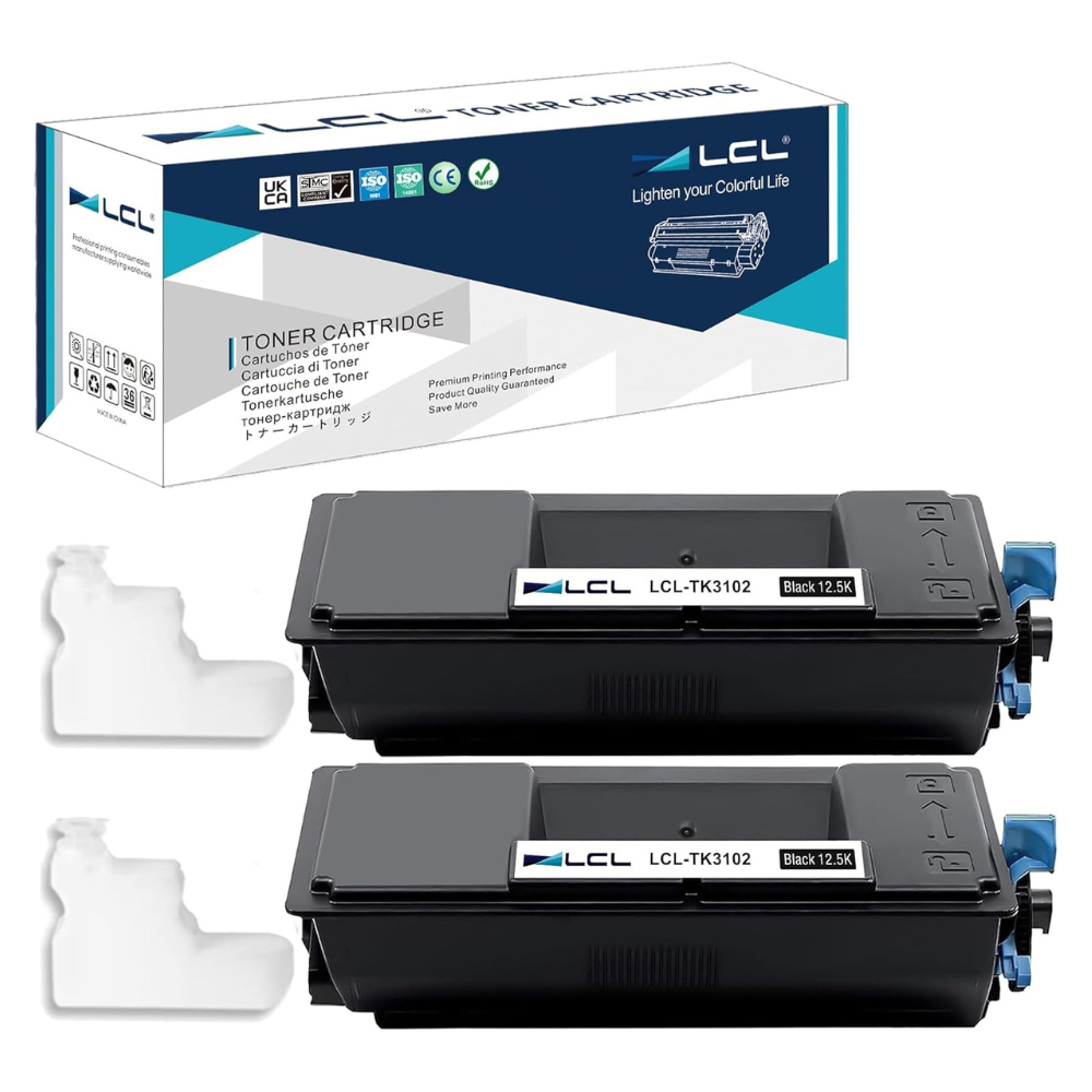 LCL Black Toner Cartridge Compatible for TK3102 - 2 Pack