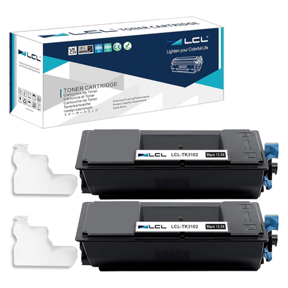LCL Black Toner Cartridge Compatible for TK3102 - 2 Pack