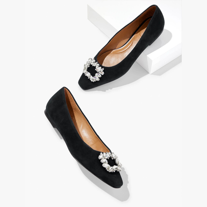 Talbots Whitley Crystal Suede Flat - Black