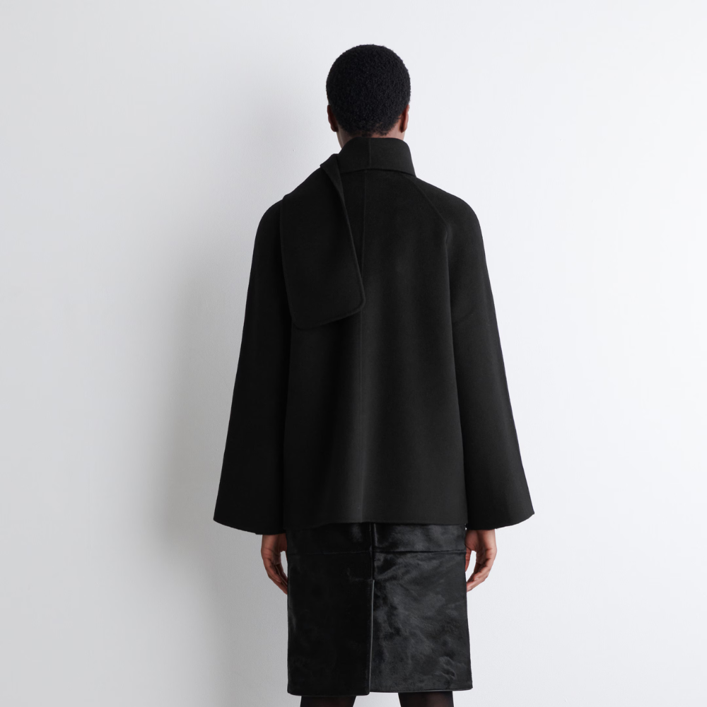COS Double-Faced Wool Scarf Short Jacket Women's - Black