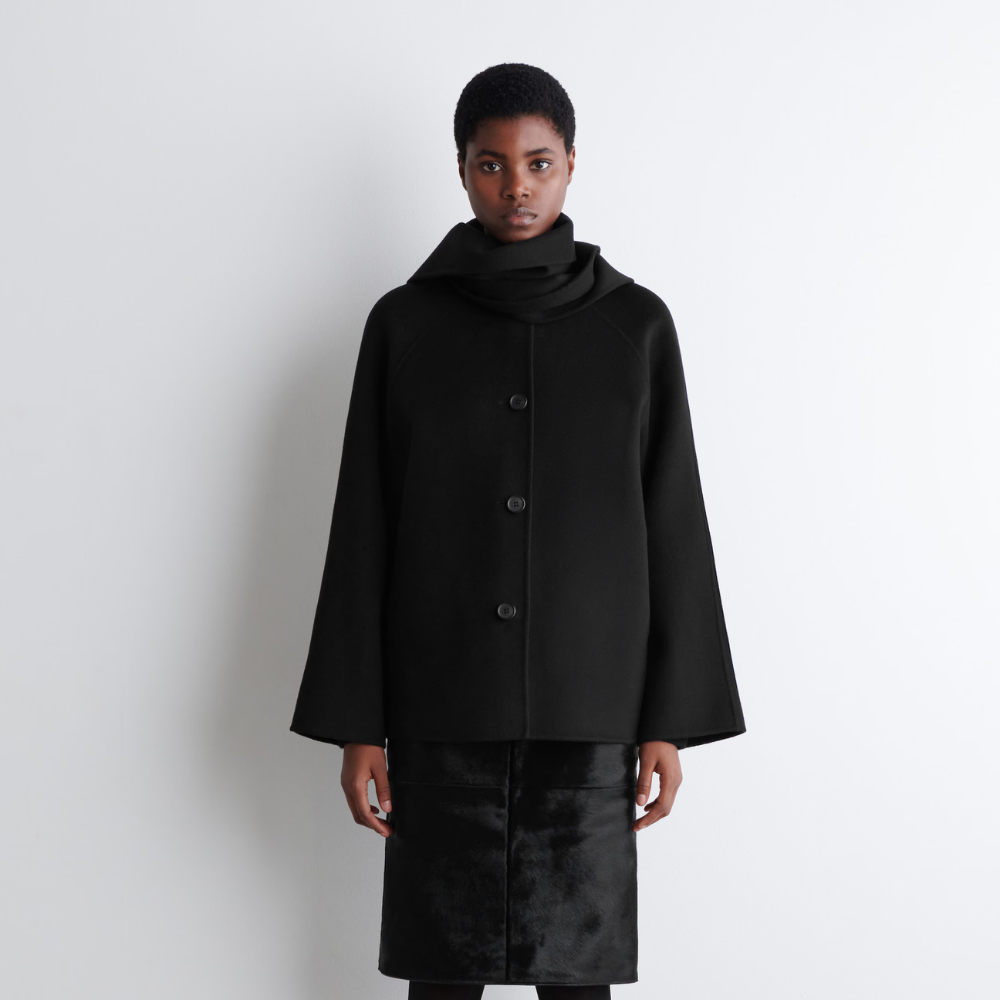 COS Double-Faced Wool Scarf Short Jacket Women's - Black