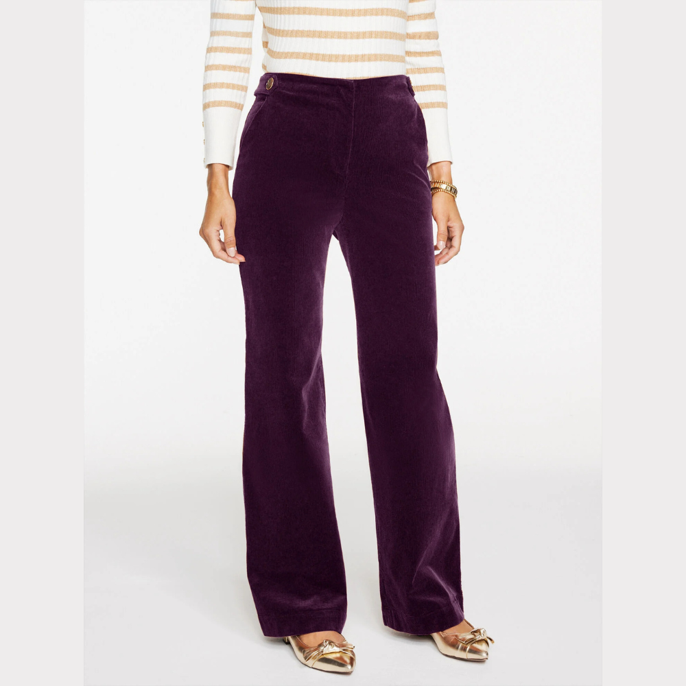 Talbots Wide Leg Corduroy Pants - Eggplant