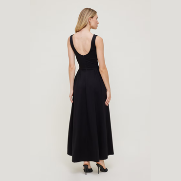 Dynamite Iris Flared Ponte Maxi Dress - Jet Black