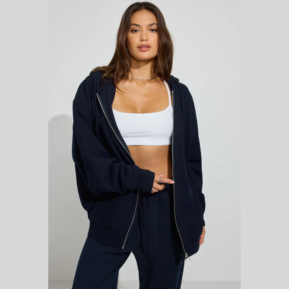 Garage SoftTerry Mega Oversized Zip-Up Hoodie - Mariana Blue