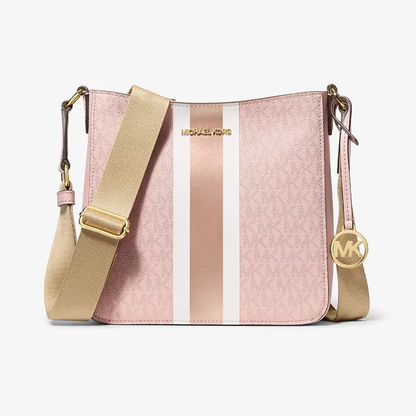 Michael Kors Jet Set Small Signature Logo Stripe Crossbody Bag - Powder Blush