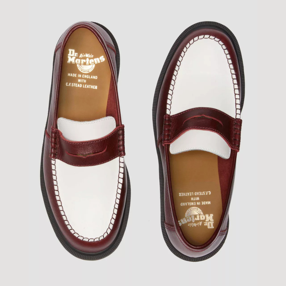 Dr. Martens Penton Two-Tone Leather Loafers - Burgundy / White