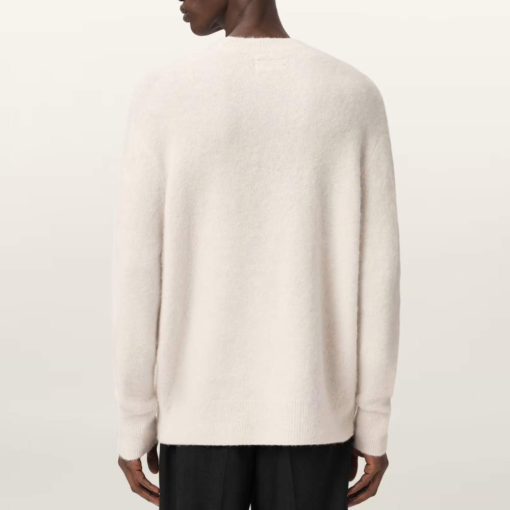 AllSaints Ridges Oversized Graphic Jumper - Ecru White/Black