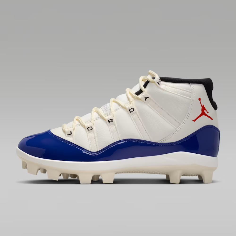 Jordan 11 Retro MCS Men's Baseball Cleats - White/Blue/Red