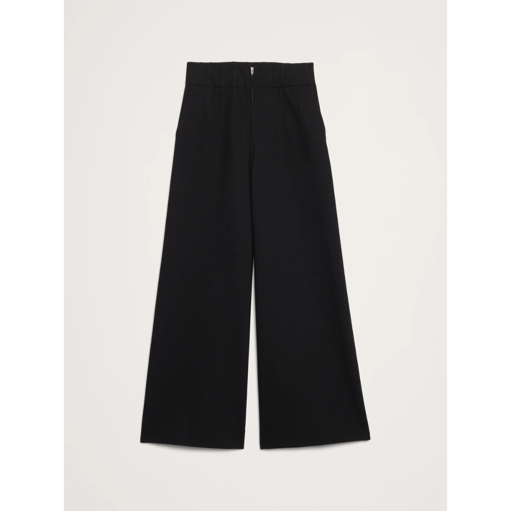 Banana Republic Wide-Leg Crop Everywhere Ponte Pant - Black