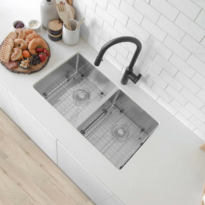 Stylish Onyx Dual Mount 30" Double-Bowl Stainless Steel Kitchen Sink - S-304TG