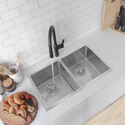 Stylish Onyx Dual Mount 30" Double-Bowl Stainless Steel Kitchen Sink - S-304TG