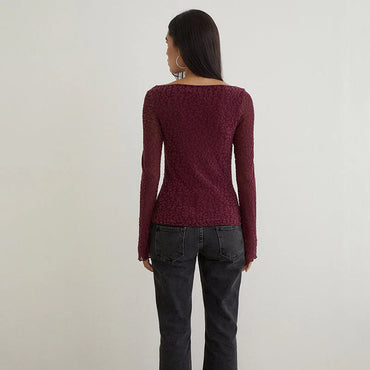 Motel Rocks Trivedi Long Sleeve Top in Flock Mini Leopard Plum