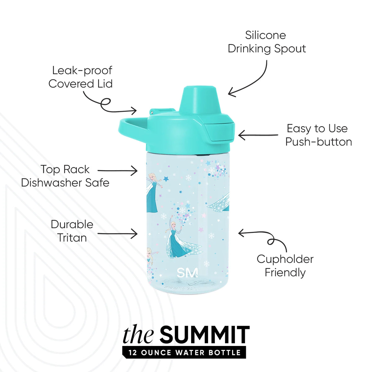 Simple Modern Frozen Elsa's Snowflake Kids Water Bottle 12oz