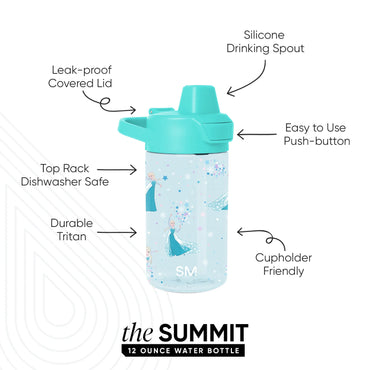 Simple Modern Frozen Elsa's Snowflake Kids Water Bottle 12oz