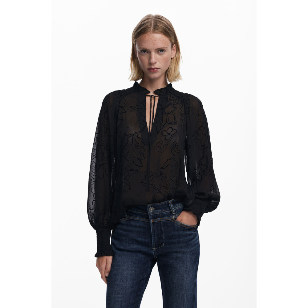 Desigual Flocked Sheer Blouse