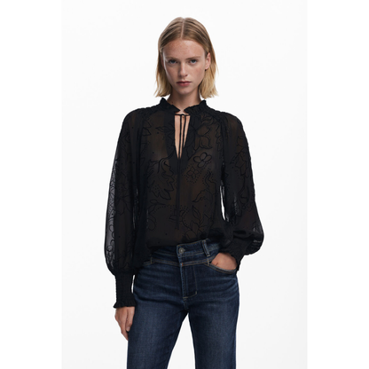 Desigual Flocked Sheer Blouse