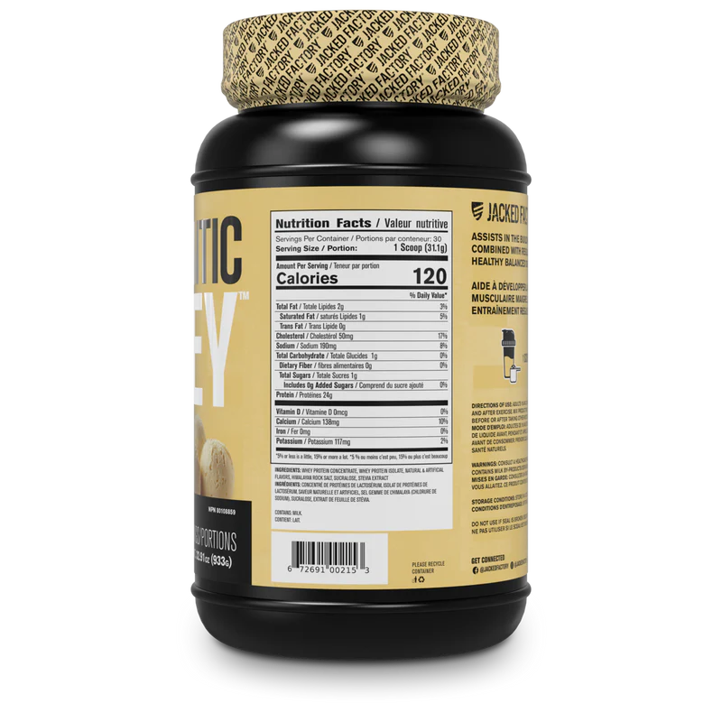 Jacked Factory Authentic Whey Muscle Building Protein Powder - Vanilla (Pack of 3)