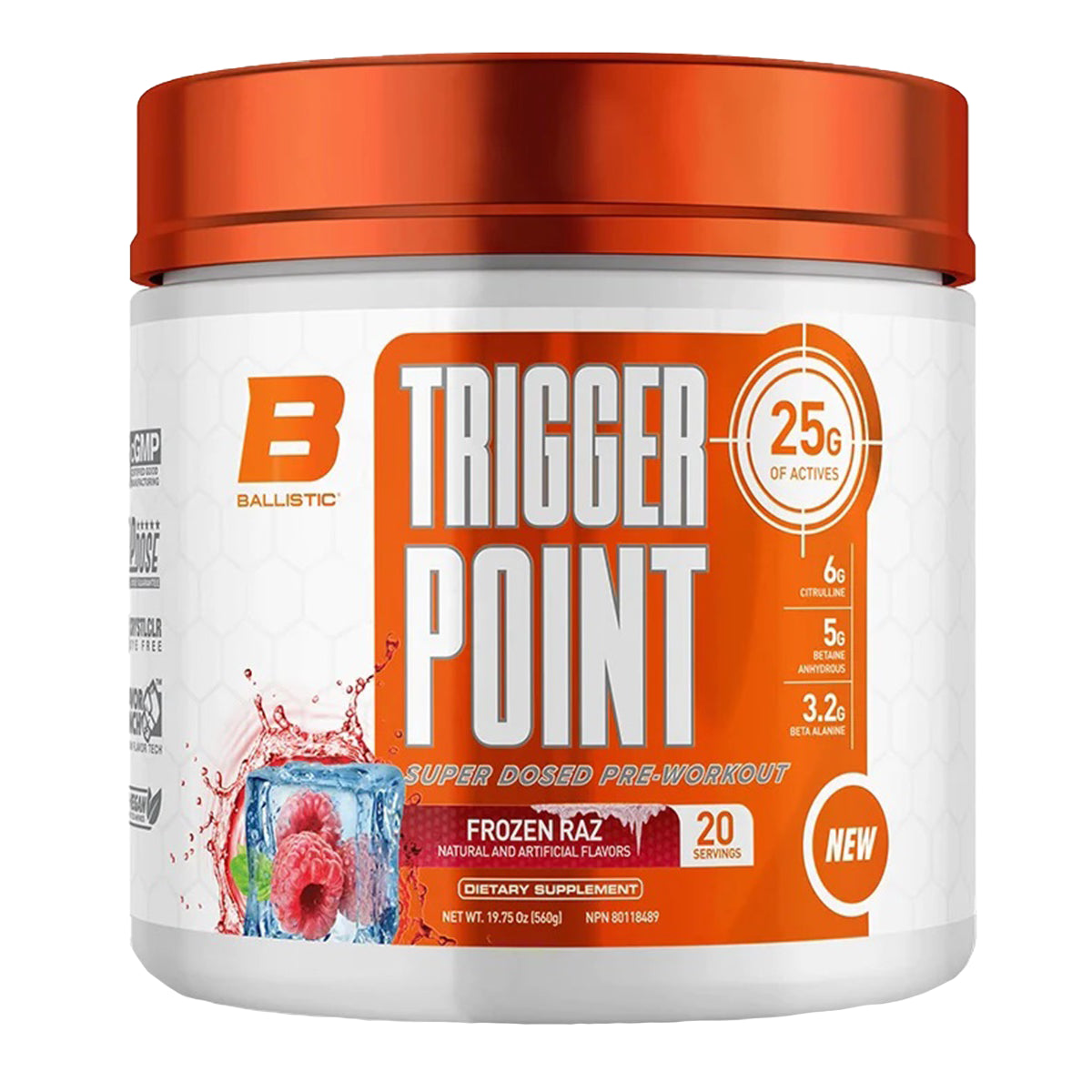 Ballistic Labs Trigger Point Frozen Raz 560g - Vegan, Canadian Owned, Helps with Energy, Focus and Performance