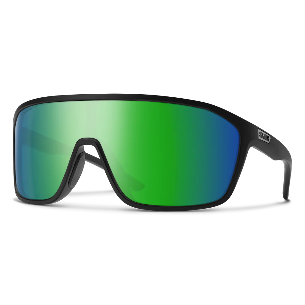 Smith Boomtown Sunglasses - Matte Black Frame / ChromaPop Polarized Green Mirror Lens