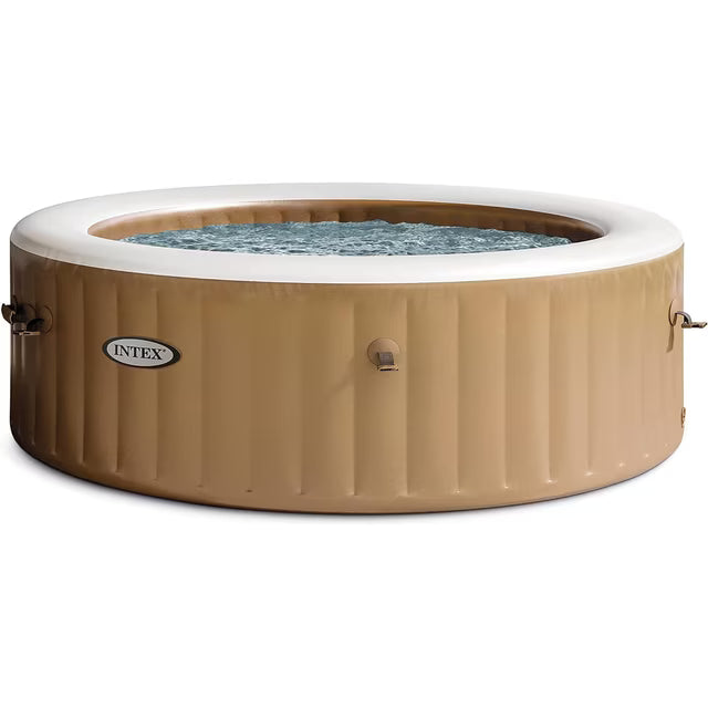 Intex PureSpa 6 Person Bubble Massage Inflatable Hot Tub Spa Set, Sahara Tan | 28427EP Bubble Massage