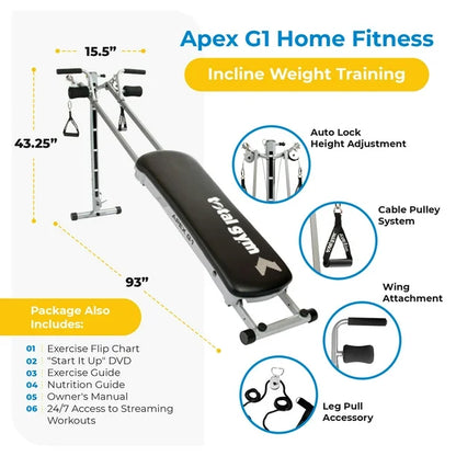 Total Gym APEX G1 Home Fitness Incline Weight Training - PICK UP ONLY