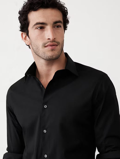 Banana Republic Athletic-Fit Dress Shirt - Black