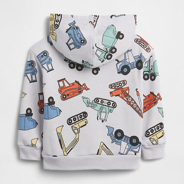babyGap Relaxed Logo Hoodie - Gray matter digger trucks