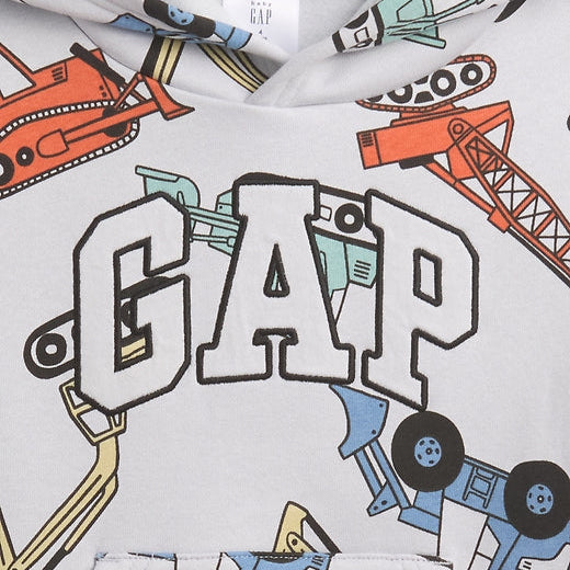 babyGap Relaxed Logo Hoodie - Gray matter digger trucks