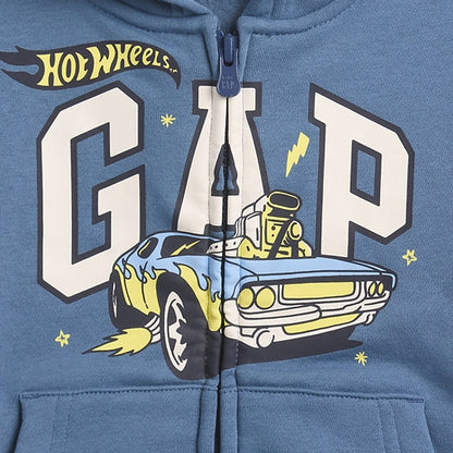 babyGap Hot Wheels Relaxed Logo Zip Hoodie - Bainbridge blue