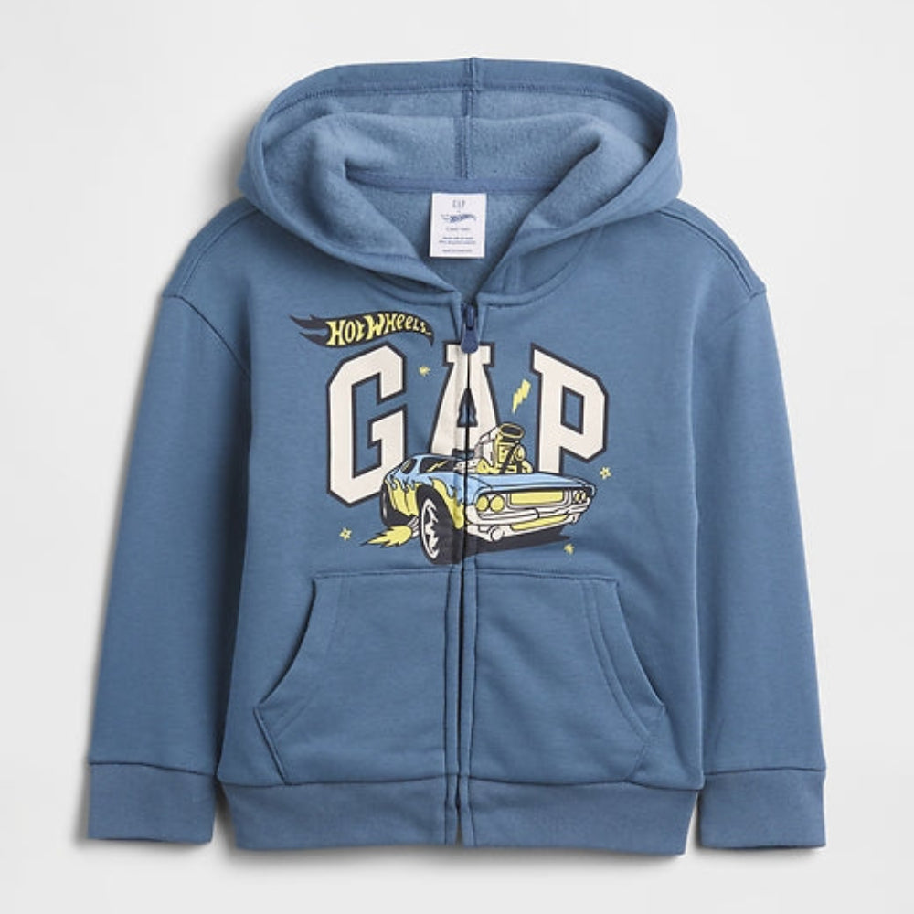 babyGap Hot Wheels Relaxed Logo Zip Hoodie - Bainbridge blue