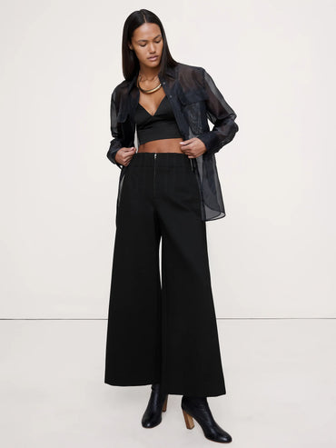 Banana Republic Wide-Leg Crop Everywhere Ponte Pant - Black