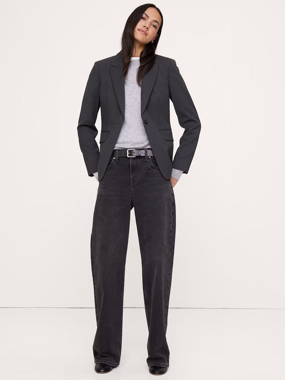 Banana Republic - Slim Italian Lightweight Wool Blazer Charcoal Grey