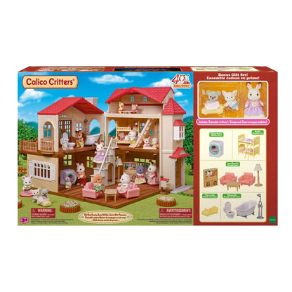 Calico Critters Red Roof Country Home Gift Set, Dollhouse Playset with Figures, Furniture and Accessories