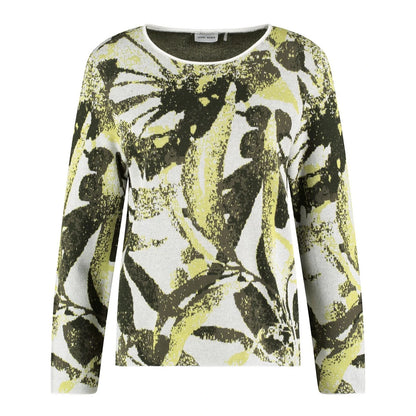 Gerry Weber Jumper with Artistic Floral Design - Khaki