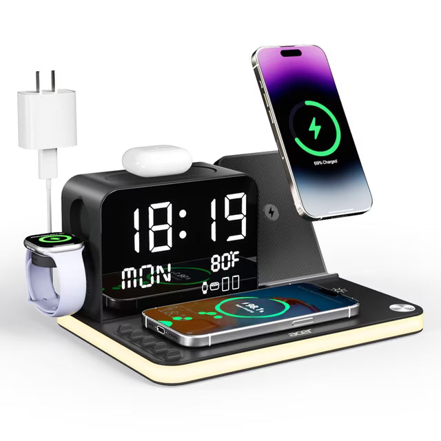 acer 7-in-1 Wireless Charging Station: Charger Stand for Multiple Devices for Apple - iPhone 16 15 14 13 12 Pro Max Apple Watch Airpods, Wireless Charger